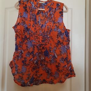 Modcloth Brand Magazine Lady 2X Floral Sleeveless Blouse